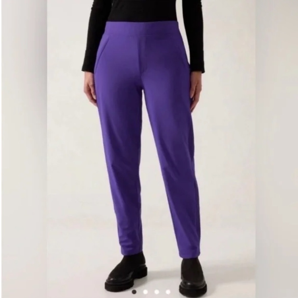 NWT Athleta Brooklyn Lined Pants Royal Purple Athleisure Pilates 4 High Rise - Picture 2 of 11